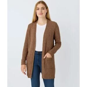 LOVE ELLIE Women's Speckled Front Cardigan Duster Small Brown Long Open NWT